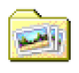 a pixel icon of a folder with some photographs